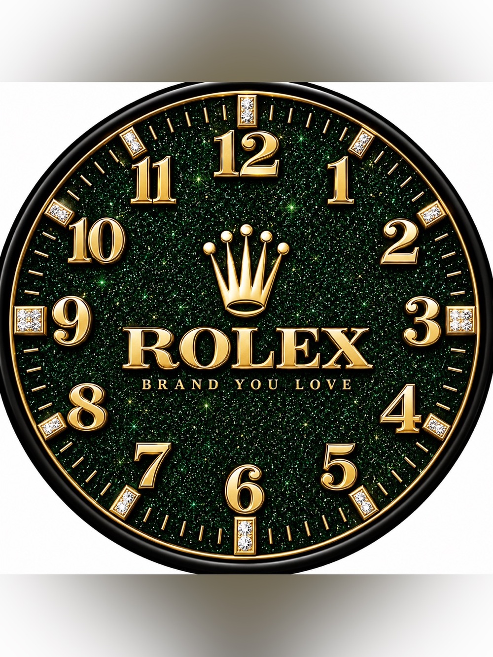 Rolex Green and Gold Sparkle Wall Clock